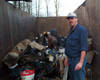 Buckeye posing with the dumpster.