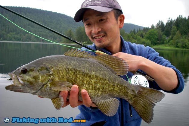 This smallmouth bass is not huge, but its best features are brought out by holding it out This smallmouth bass is not huge, but its best features are brought out by holding it out