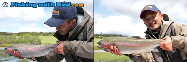 Rainbow trout held at different angles Rainbow trout held at different angles