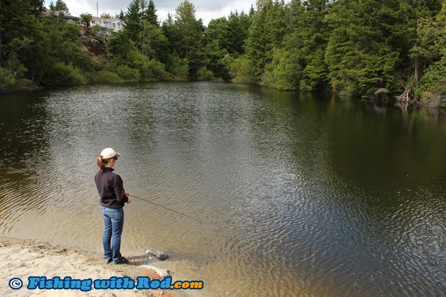 Trout fishing at Lookout Lake in Colwood, Vancouver Island Trout fishing at Lookout Lake in Colwood, Vancouver Island