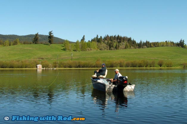 Fly fishing for brook trout at Edna Lake near Merritt BC Fly fishing for brook trout at Edna Lake near Merritt BC