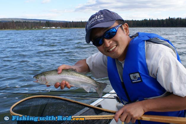 Rainbow trout fishing at Leighton Lake, BC Rainbow trout fishing at Leighton Lake, BC