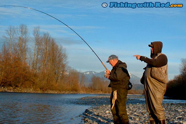 Local chilliwack Anglers Lew and Chris connect with a good sized fish before sunset Local chilliwack Anglers Lew and Chris connect with a good sized fish before sunset