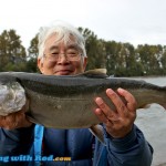 His first hatchery coho salmon