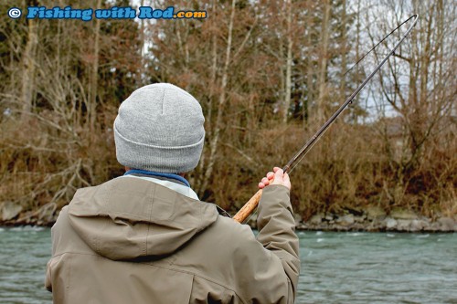 Fighting a winter steelhead