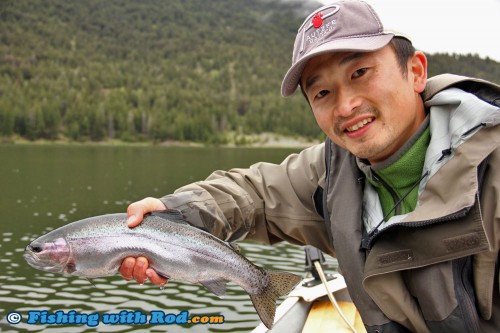 Holding a beautiful rainbow trout