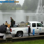 Go Fish BC truck arrived at Lafarge Lake for fish release