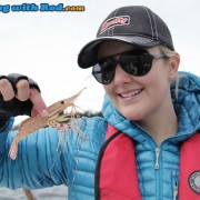 Alex with a Spot Prawn in Vancouver!