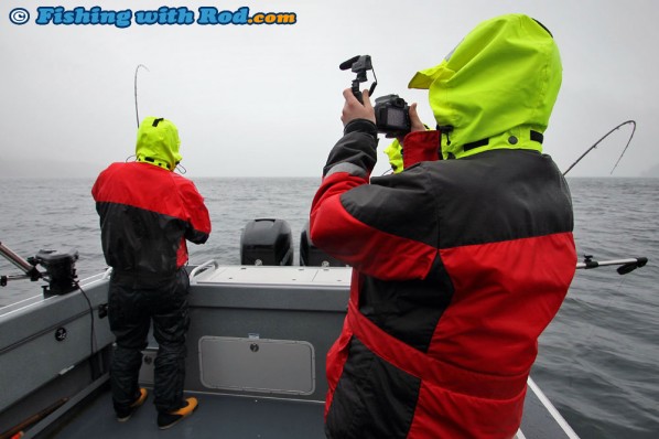 Fighting a Chinook Salmon in Barkley Sound