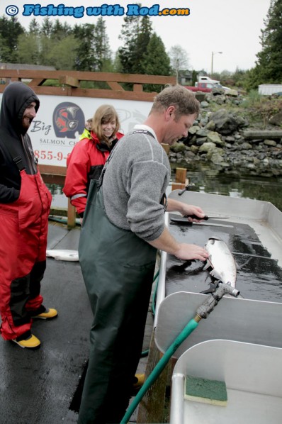 Cleaning our Catches at Big Bear Salmon Charters