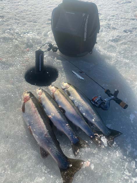 Ice fishing for rainbow trout at Tunkwa Lake Ice fishing for rainbow trout at Tunkwa Lake