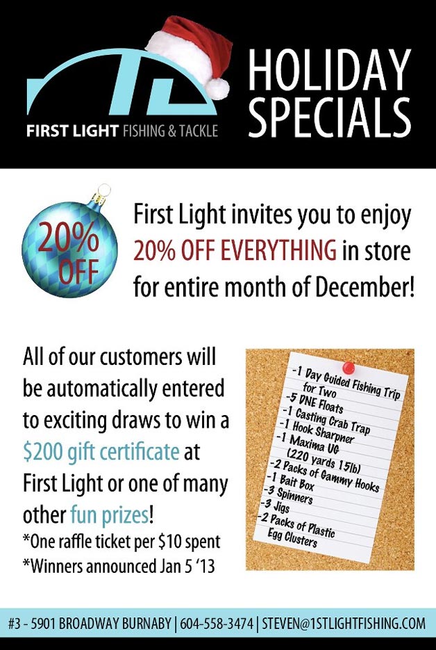 First Light Fishing and Tackle December specials First Light Fishing and Tackle December specials