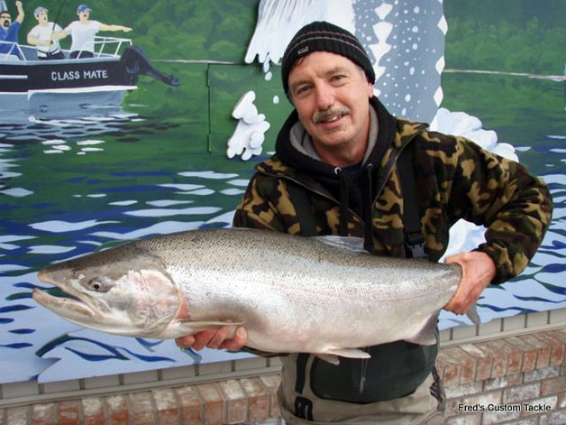 Local Chilliwack angler Peter MacPherson with a large steelhead at the annual Wally Hall Junior Memorial Fishing Derby Local Chilliwack angler Peter MacPherson with a large steelhead at the annual Wally Hall Junior Memorial Fishing Derby