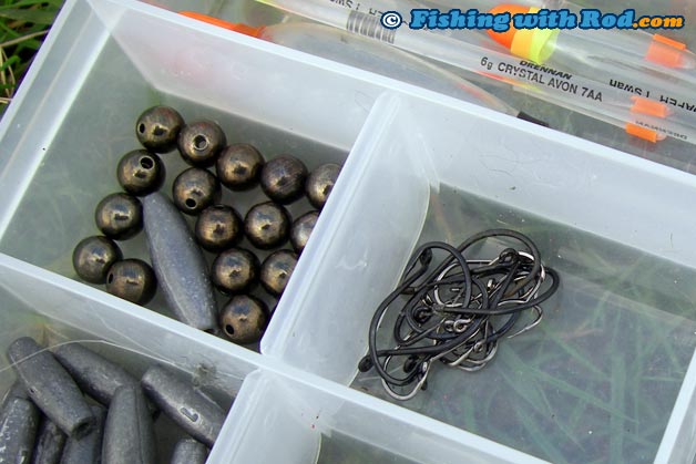 A small box that is filed with all the essential terminal tackle keeps everything organized