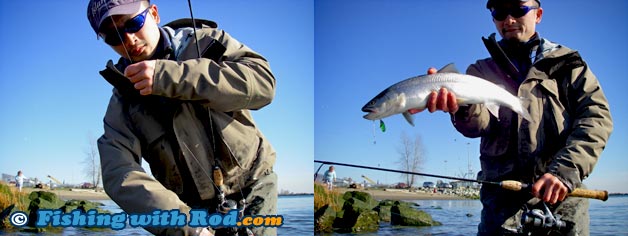 The first shot captured me getting a hold of the fish, while the second shot captured the photograph that I was interested in