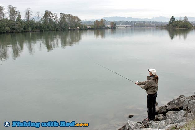 Spin fishing at North arm of Tidal Fraser River
