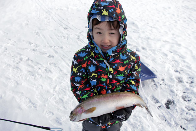 Tunkwa Lake ice fishing for rainbow trout Tunkwa Lake ice fishing for rainbow trout